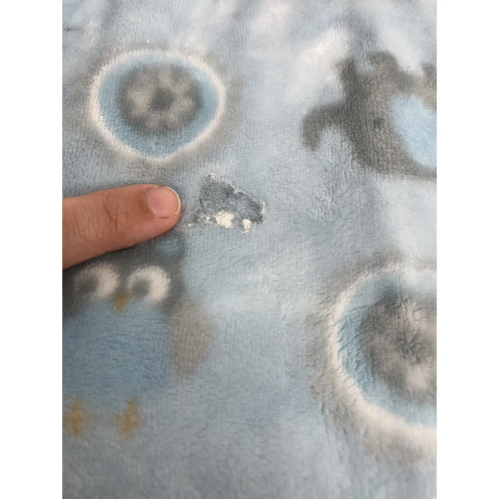 HTF Blankets & Beyond Baby Blanket Blue And Grey Elephant Owl Circles Plush Read